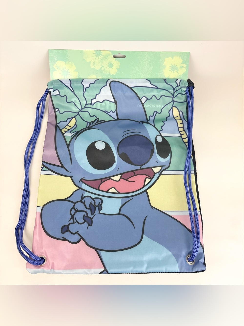 Stitch Drawstring Backpack with Blue Straps New With Tags